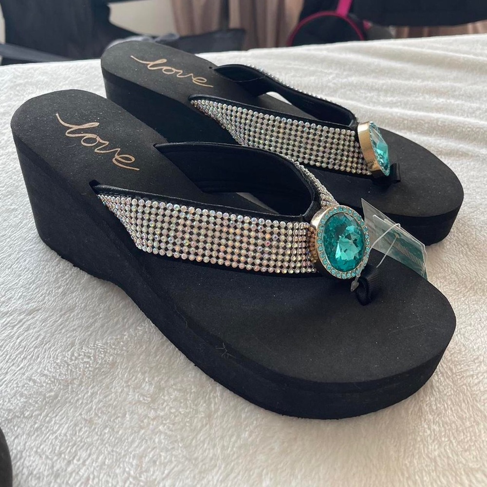 ☆ y2k mcbling platform flip flops ☆